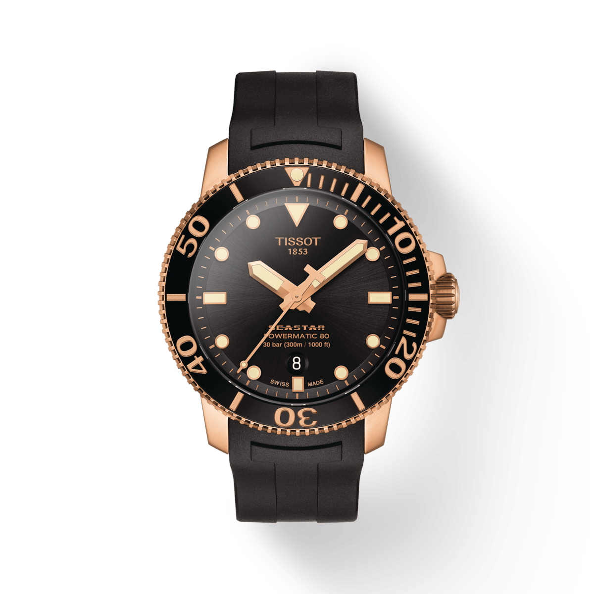 Tissot T-Sport Black Dial Men 43mm Seastar 1000 powermatic 80 Silicium