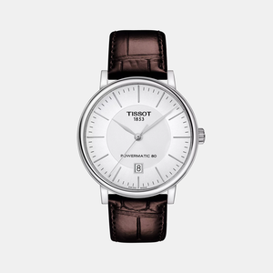 Carson Men Analog Silver Dial Automatic Leather Watch T1224071603100