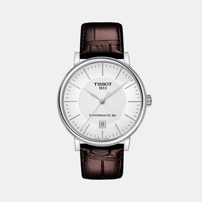 Carson Men Analog Silver Dial Automatic Leather Watch T1224071603100