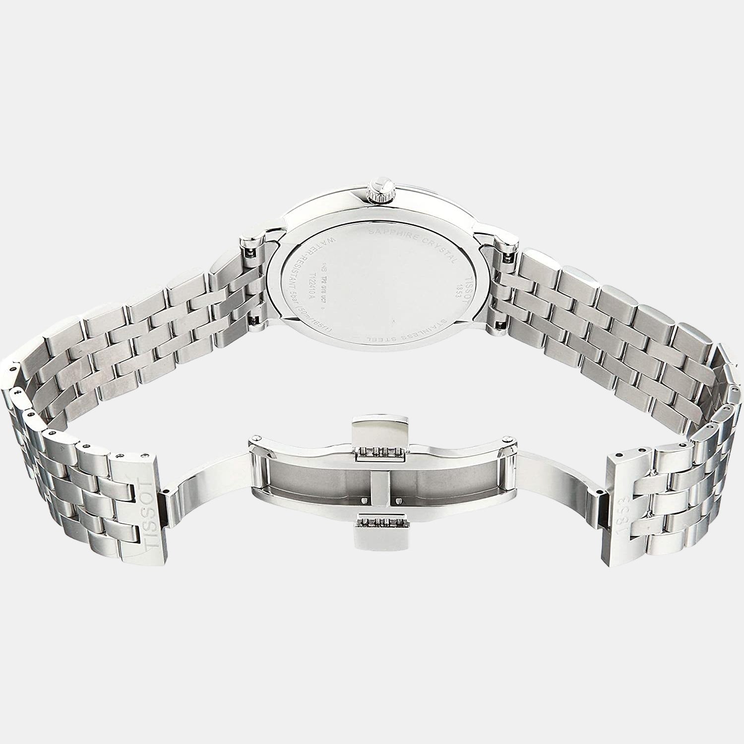 Carson Men Quartz Silver Dial Analog Stainless Steel Watch T1224101103300