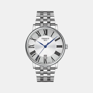 Carson Men Quartz Silver Dial Analog Stainless Steel Watch T1224101103300