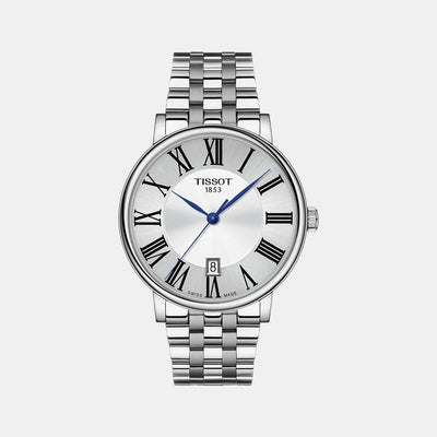 Carson Men Quartz Silver Dial Analog Stainless Steel Watch T1224101103300