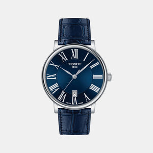 Carson Men Quartz Blue Dial Analog Leather Watch T1224101604300