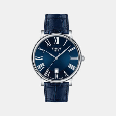Carson Men Quartz Blue Dial Analog Leather Watch T1224101604300