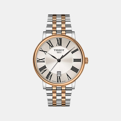 Carson Men Quartz Silver Dial Analog Stainless Steel Watch T1224102203300