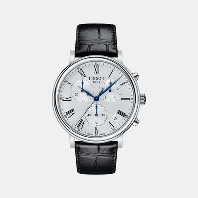 Carson Men Quartz Silver Dial Chronograph Leather Watch T1224171603300