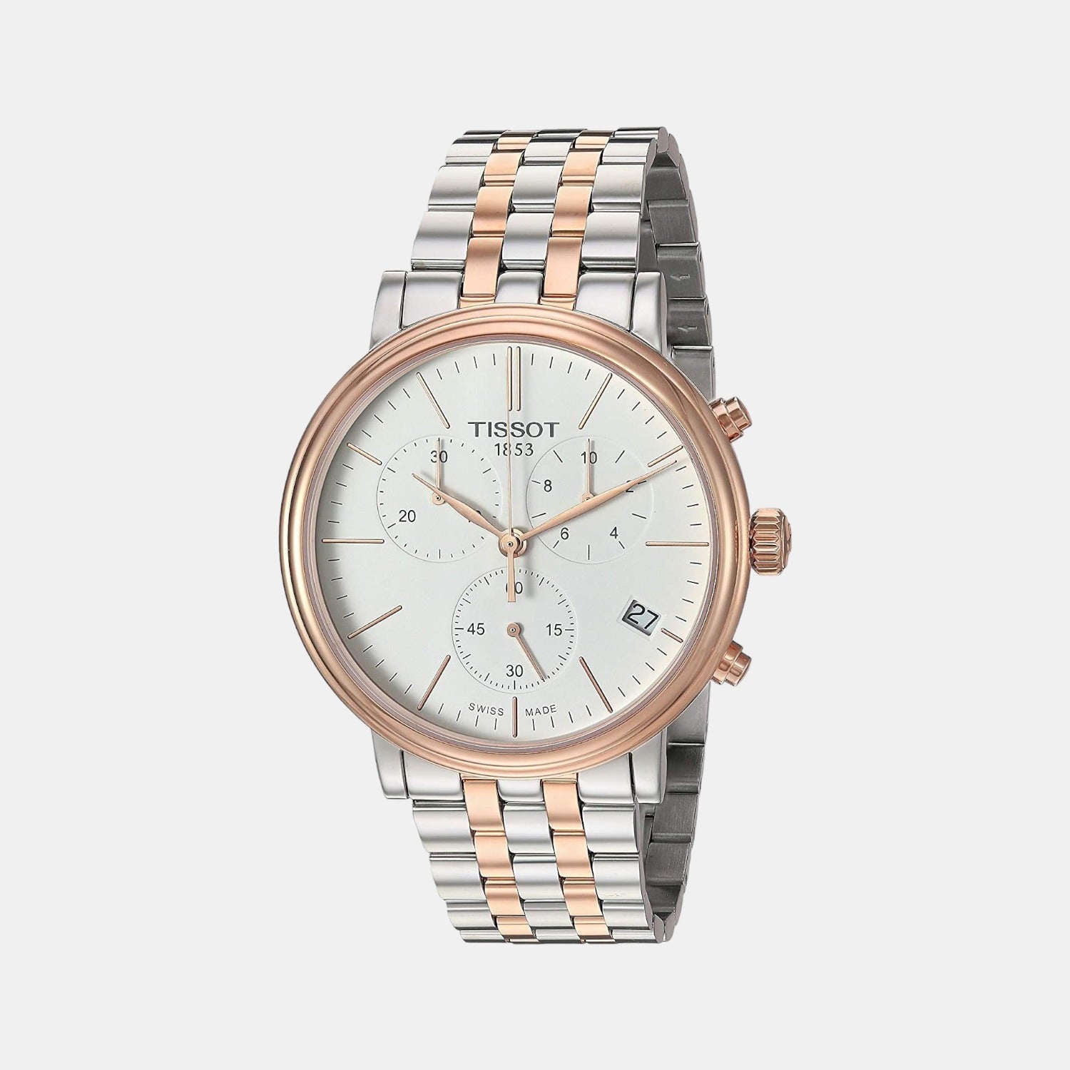 Carson Men Quartz White Dial Chronograph Stainless Steel Watch T1224172201100