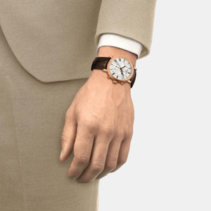 Carson Men Quartz Silver Dial Chronograph Leather Watch T1224173603300