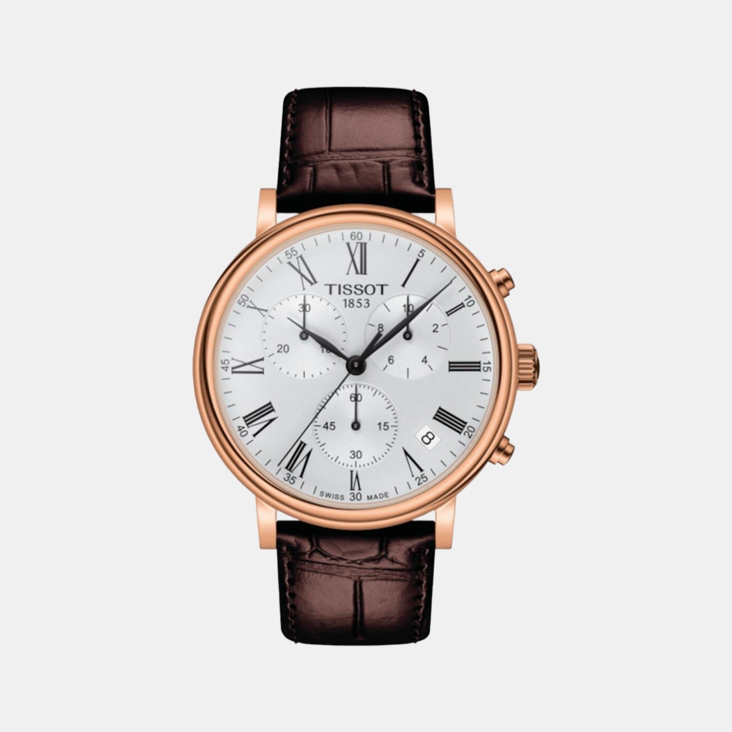 Carson Men Quartz Silver Dial Chronograph Leather Watch T1224173603300