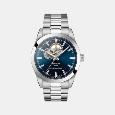 Gentleman Open Heart Men Automatic Blue Dial Analog Stainless Steel Watch T1274071104101