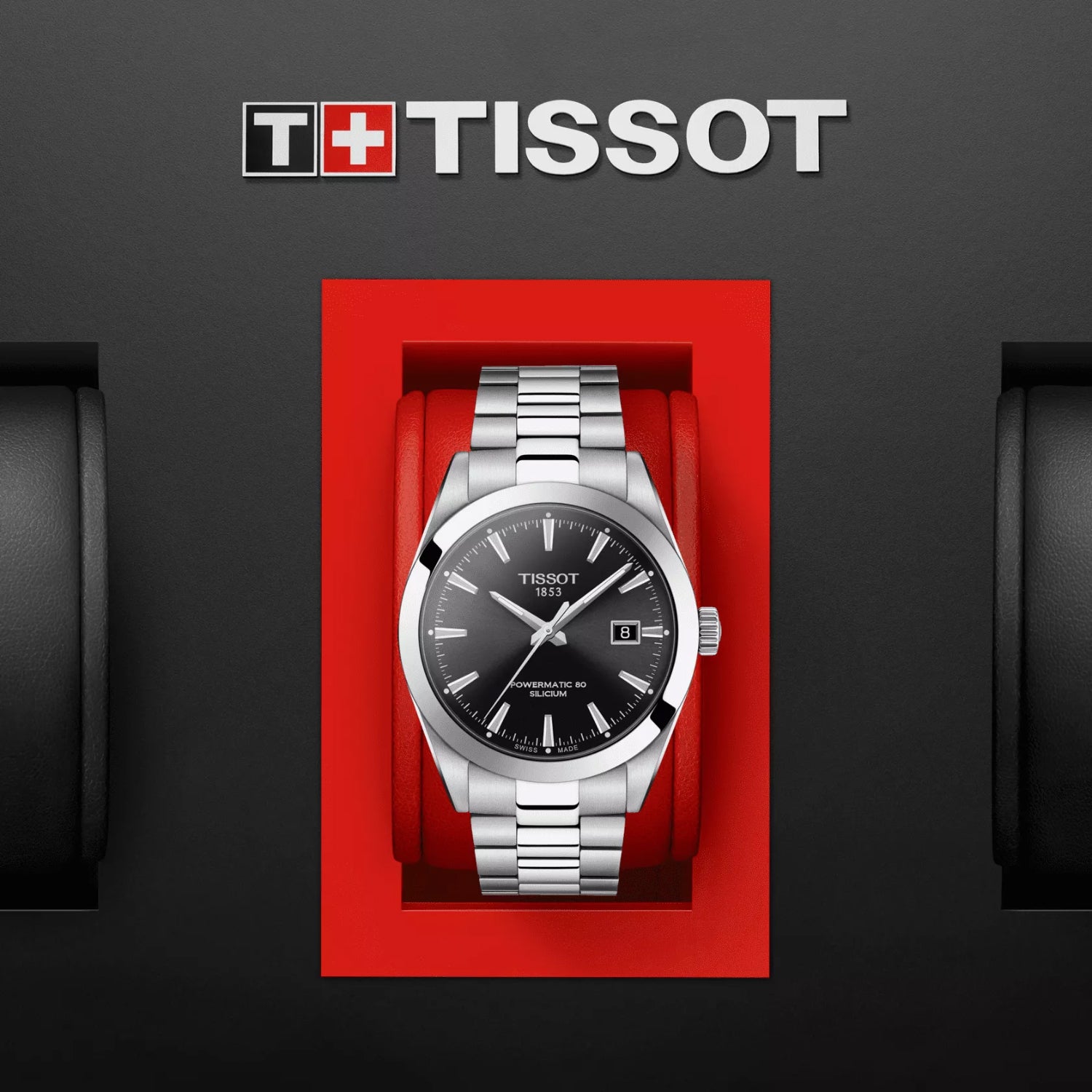 Gentleman Men Automatic Black Dial Analog Stainless Steel Watch T1274071105100