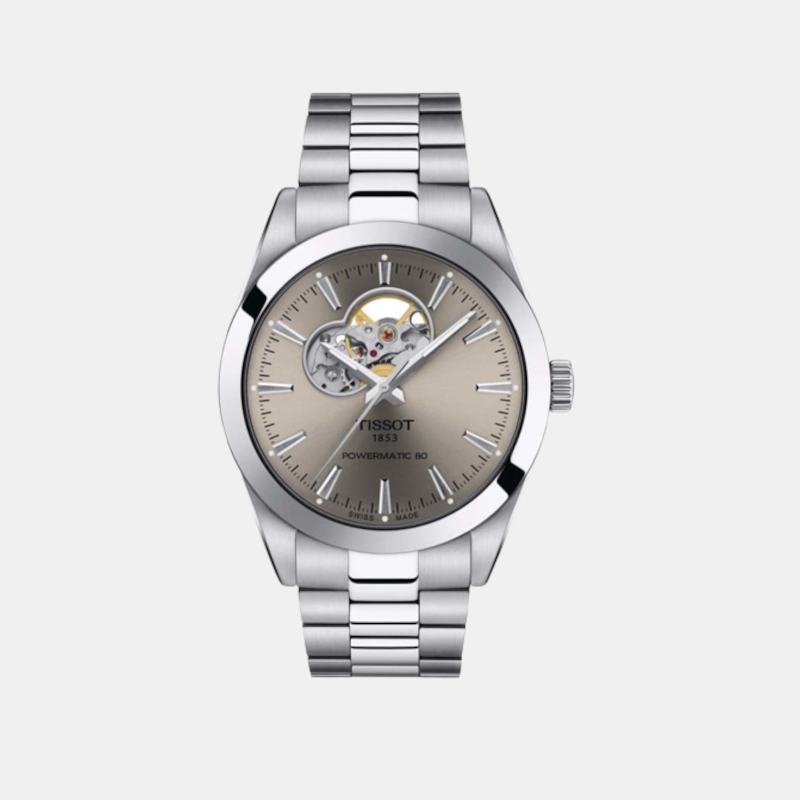 Gentleman Open Heat Men Automatic Rhodium Dial Analog Stainless Steel Watch T1274071108100