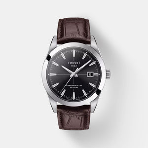 Gentleman Powermatic 80 Men Black Dial Analog Leather Watch T1274071605101