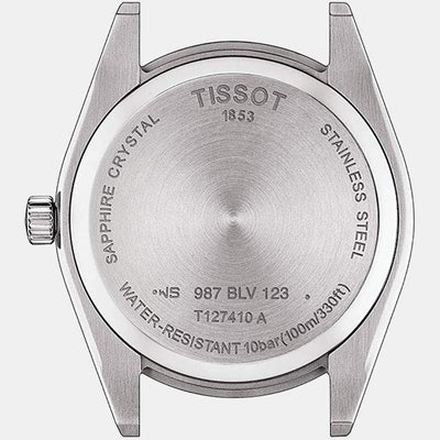Gentleman Men Quartz Silver Dial Analog Leather Watch T1274101603101