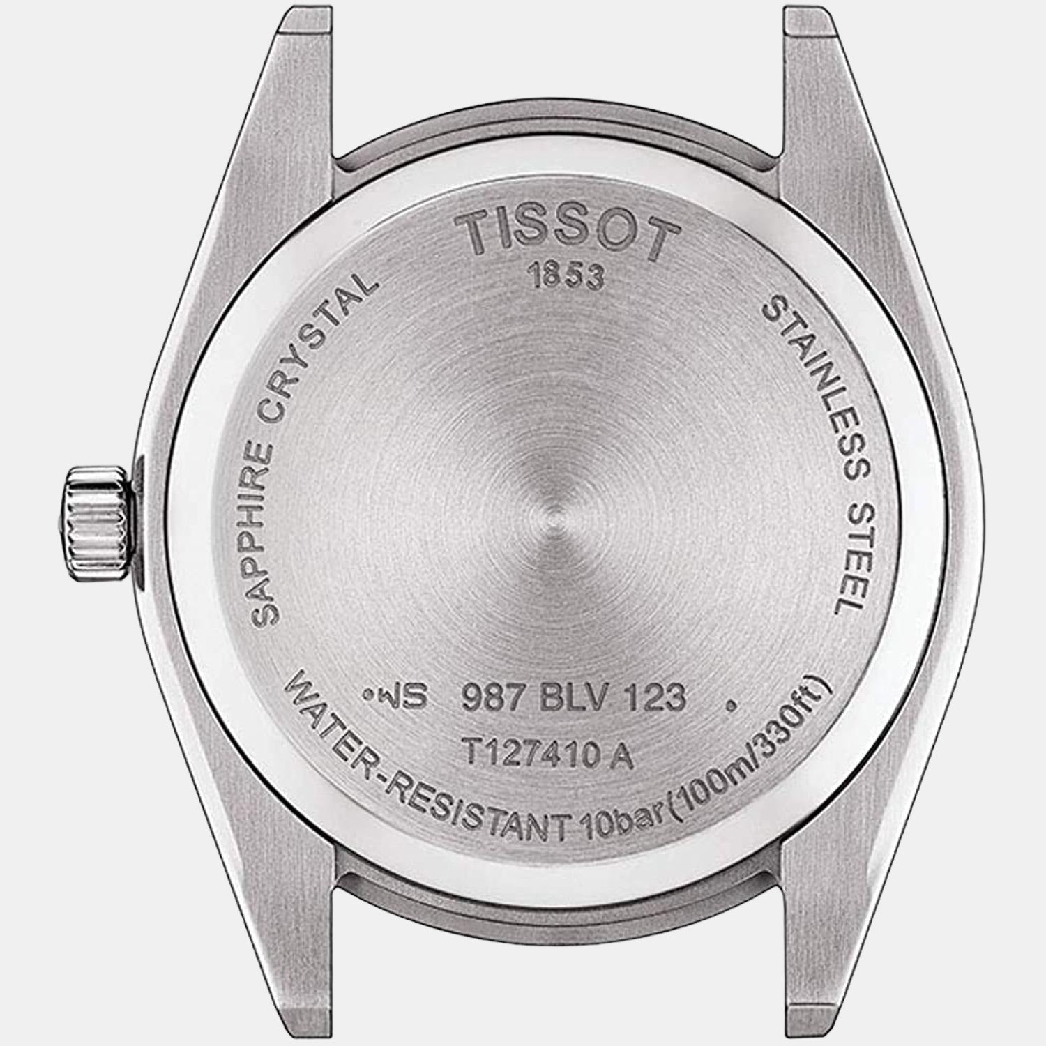Gentleman Men Quartz Silver Dial Analog Leather Watch T1274101603101