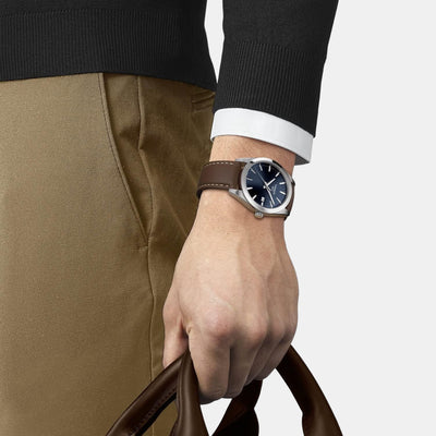 Gentleman Men Analog Leather Watch T1274101604100