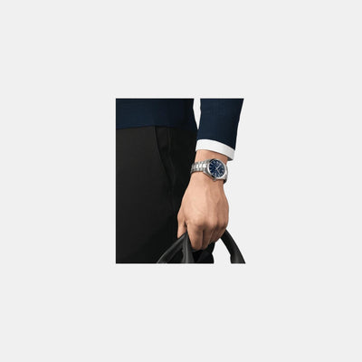 Gentleman Men Quartz Blue Dial Analog Titanium Watch T1274104404100
