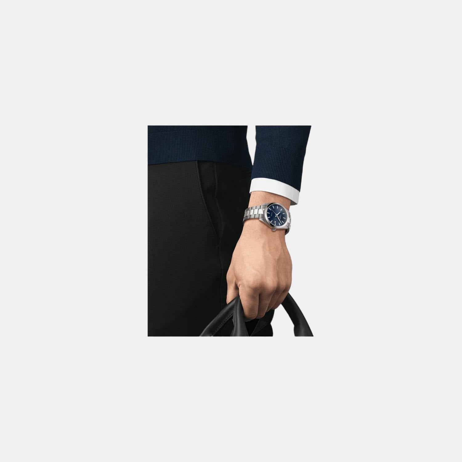 Gentleman Men Quartz Blue Dial Analog Titanium Watch T1274104404100