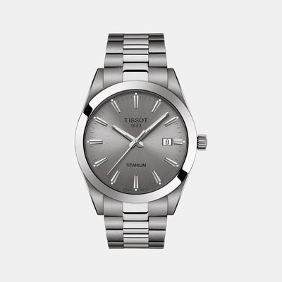Gentleman Men Quartz Grey Dial Analog Titanium Watch T1274104408100