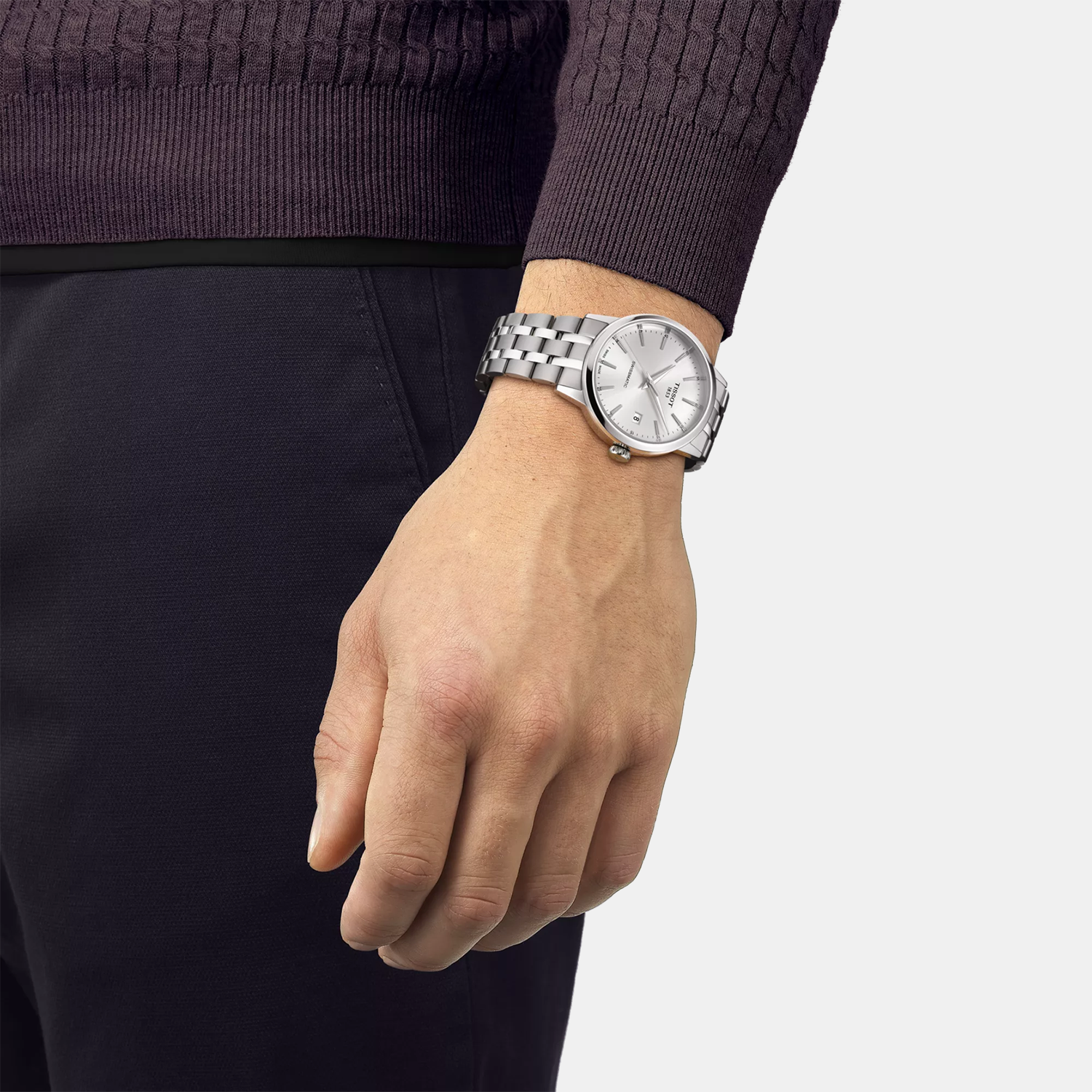 Classic Dream Men Analog Silver Dial Swiss Tissot Automatic Stainless Steel Watch T1294071103100