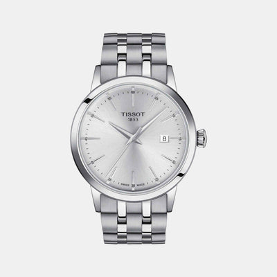 Classic Dream Men Quartz Silver Dial Analog Stainless Steel Watch T1294101103100