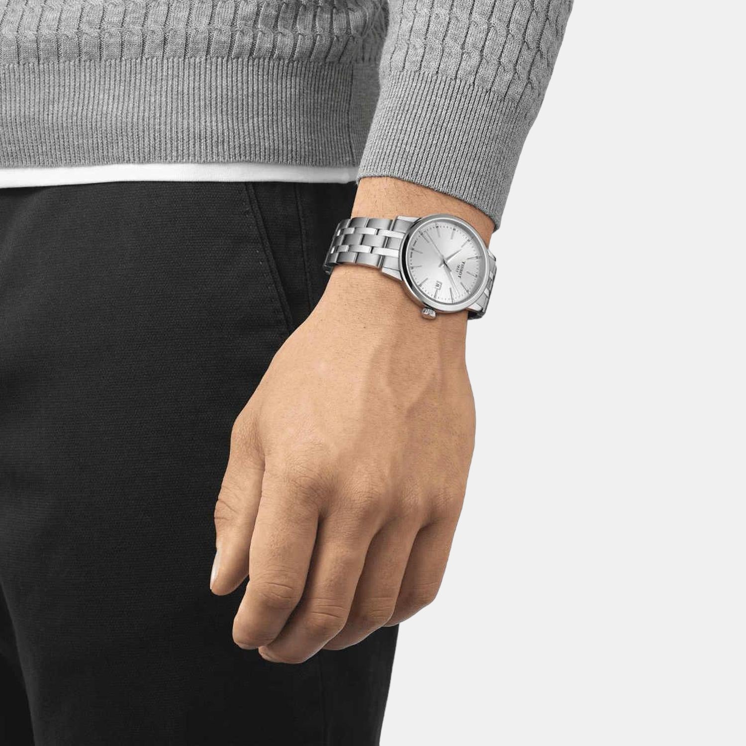 Classic Dream Men Quartz Silver Dial Analog Stainless Steel Watch T1294101103100