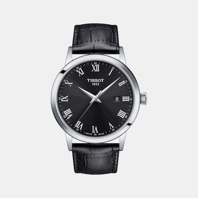 Classic Dream Men Quartz Black Dial Analog Leather Watch T1294101605300