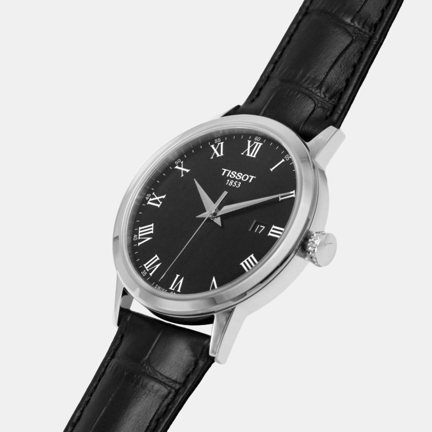 Classic Dream Men Quartz Black Dial Analog Leather Watch T1294101605300