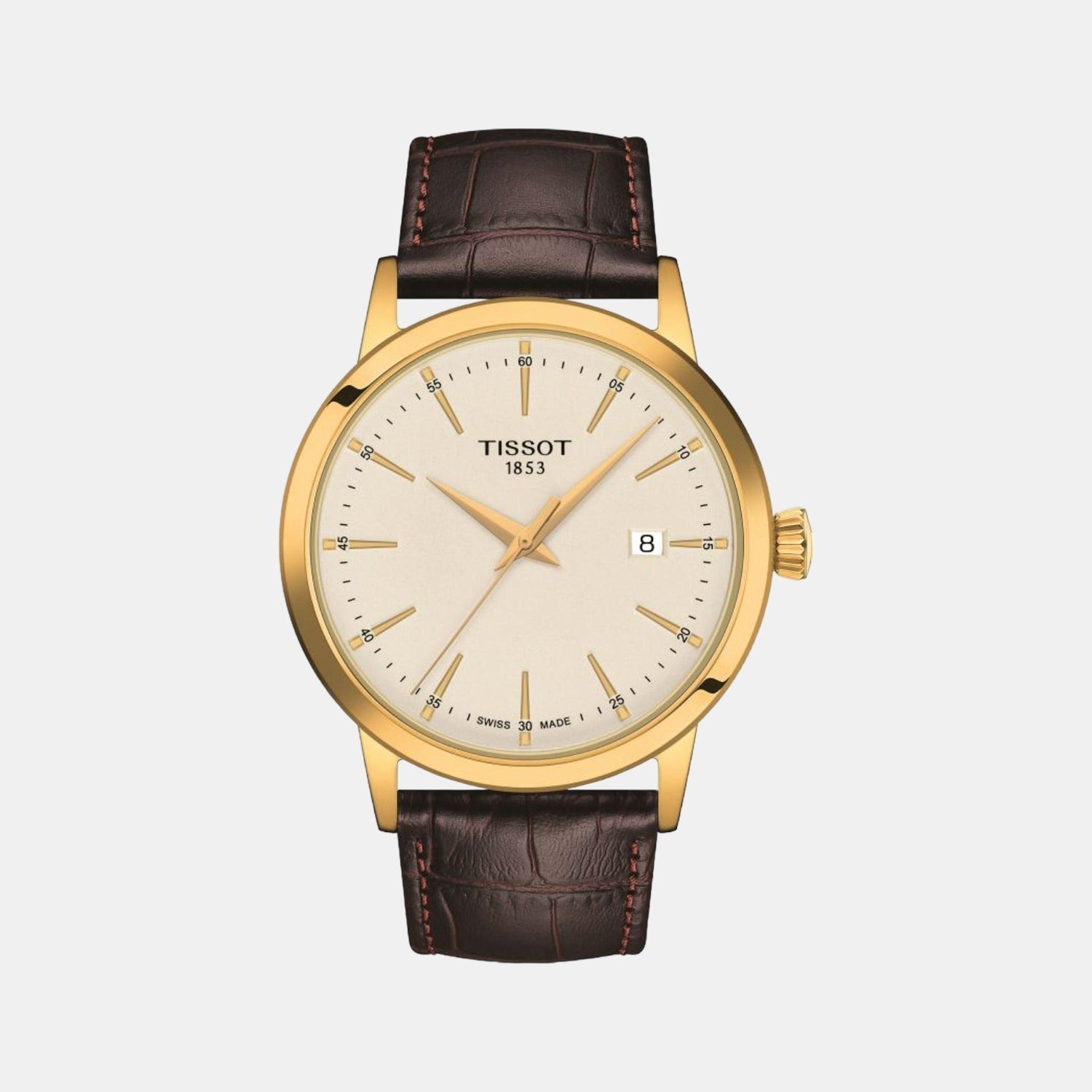 Classic Dream Men's Beige Analog Leather Watch T1294103626100
