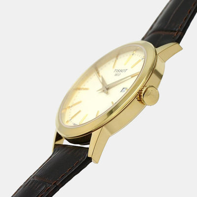 Classic Dream Men's Beige Analog Leather Watch T1294103626100