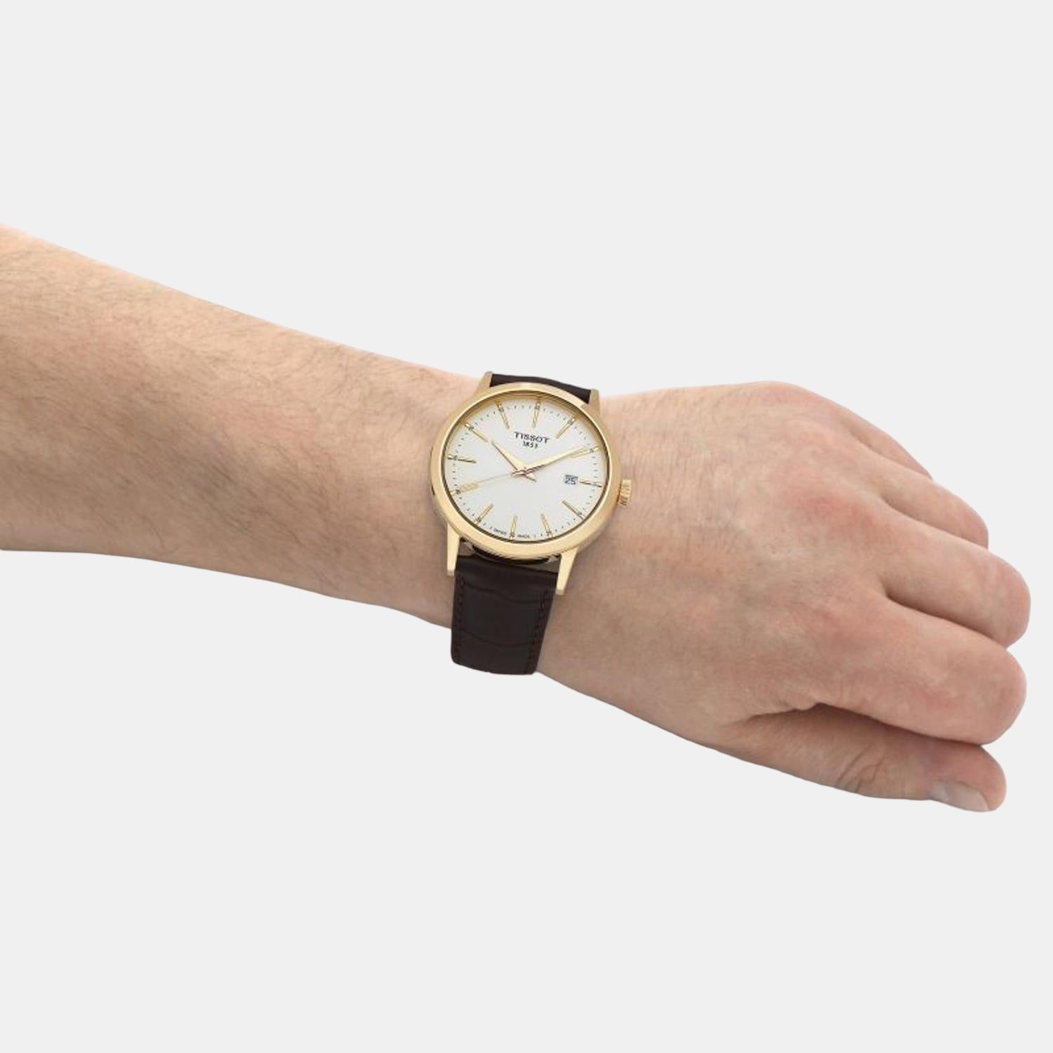Classic Dream Men's Beige Analog Leather Watch T1294103626100
