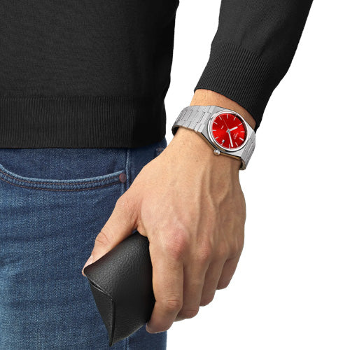 Tissot T-Classic PRX Quartz Red Dial Men 40mm T1374101142100