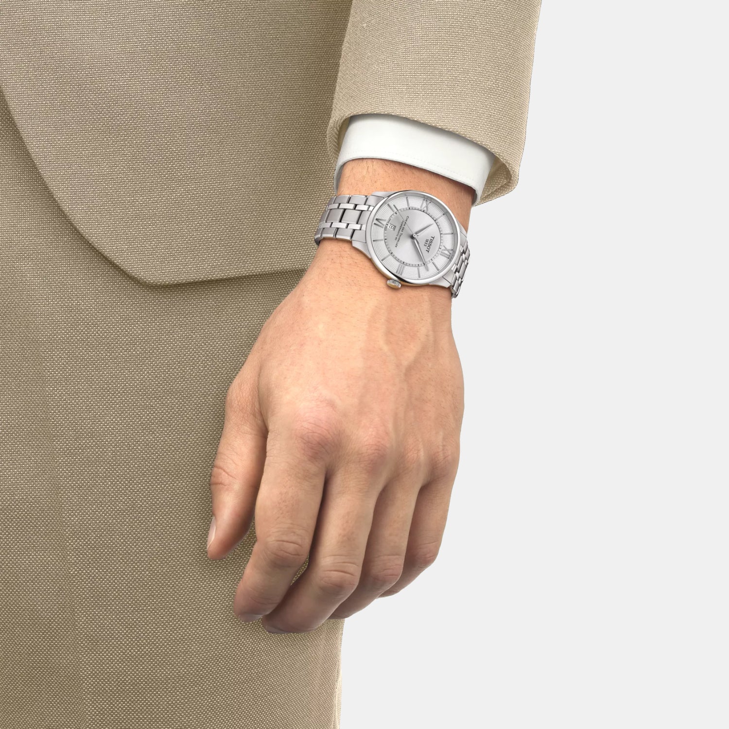 Chemin Des Tourelles Men Automatic Silver Dial Analog Stainless Steel Watch T1394071103800