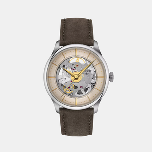 Chemin Des Tourelles Skeleton Unisex Automatic Ivory Dial Analog Leather Watch T1398361626100