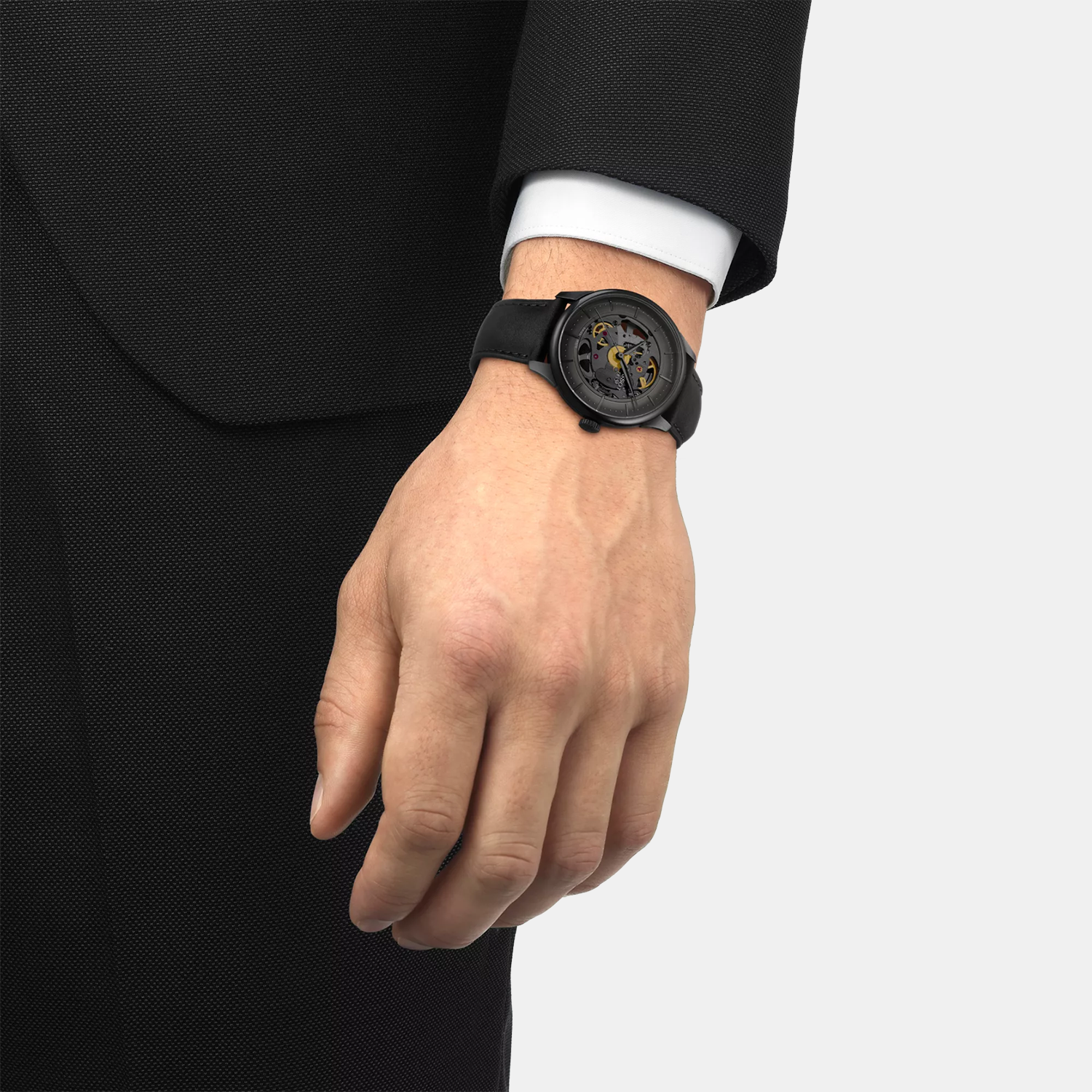 Chemin Des Tourelles Skeleton Unisex Automatic Gunmetal Dial Analog Leather Watch T1398363644100
