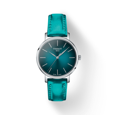 Tissot T-Classic Graded Turquoise & Black Dial Women 34mm