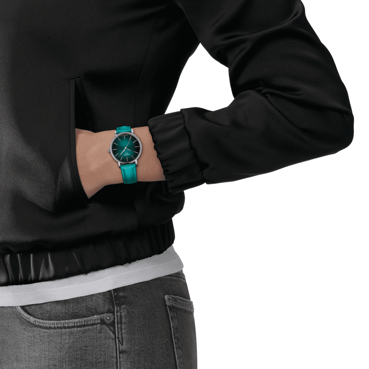 Tissot T-Classic Graded Turquoise & Black Dial Women 34mm