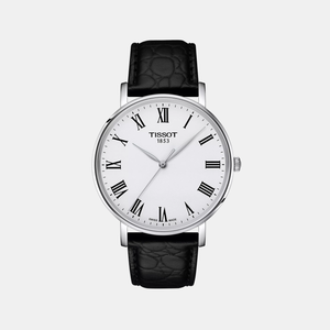 Everytime Men Quartz Silver Dial Analog Leather Watch T1434101603300