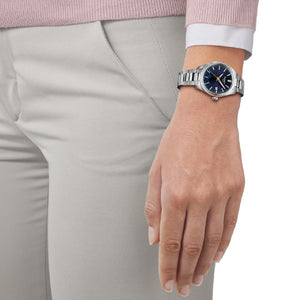 Tissot T-Classic PR100 Jungfraubahn Quartz Blue Dial Women 34mm T1502101104101
