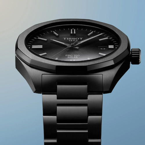 Tissot T-Classic PRC 100 Solar Quartz Black Dial Men 39mm T1514223305100
