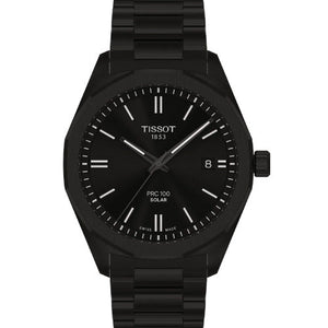 Tissot T-Classic PRC 100 Solar Quartz Black Dial Men 39mm T1514223305100