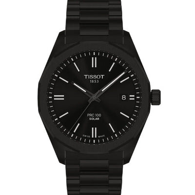 Tissot T-Classic PRC 100 Solar Quartz Black Dial Men 39mm T1514223305100