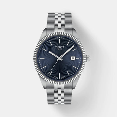 Ballade Men Quartz Blue Dial Analog Stainless Steel Watch T1564101104100