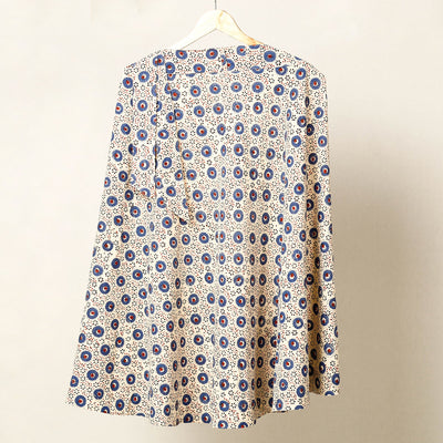 Beige - Block Print Cotton Wrap Around Ajrakh Skirt