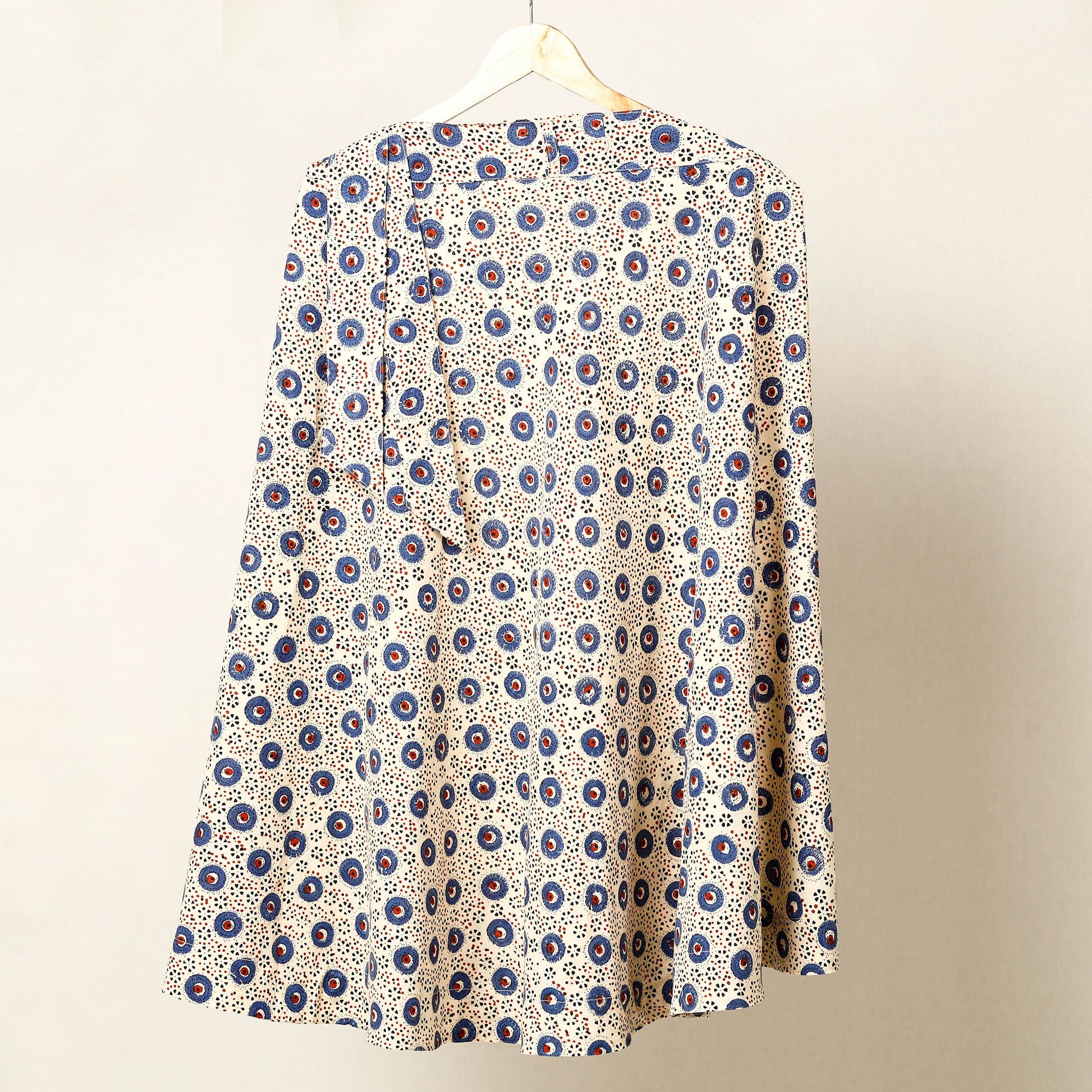 Beige - Block Print Cotton Wrap Around Ajrakh Skirt