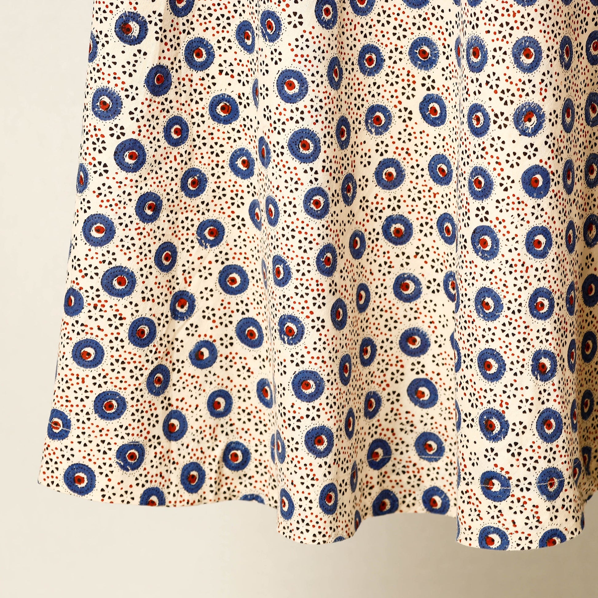 Beige - Block Print Cotton Wrap Around Ajrakh Skirt