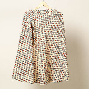 Beige - Block Print Cotton Wrap Around Ajrakh Skirt