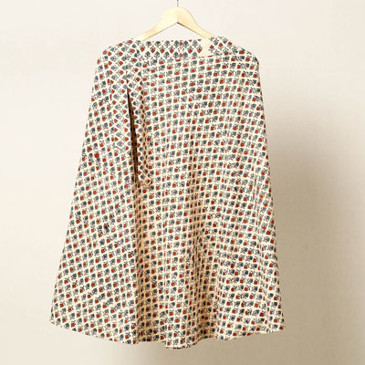 Beige - Block Print Cotton Wrap Around Ajrakh Skirt