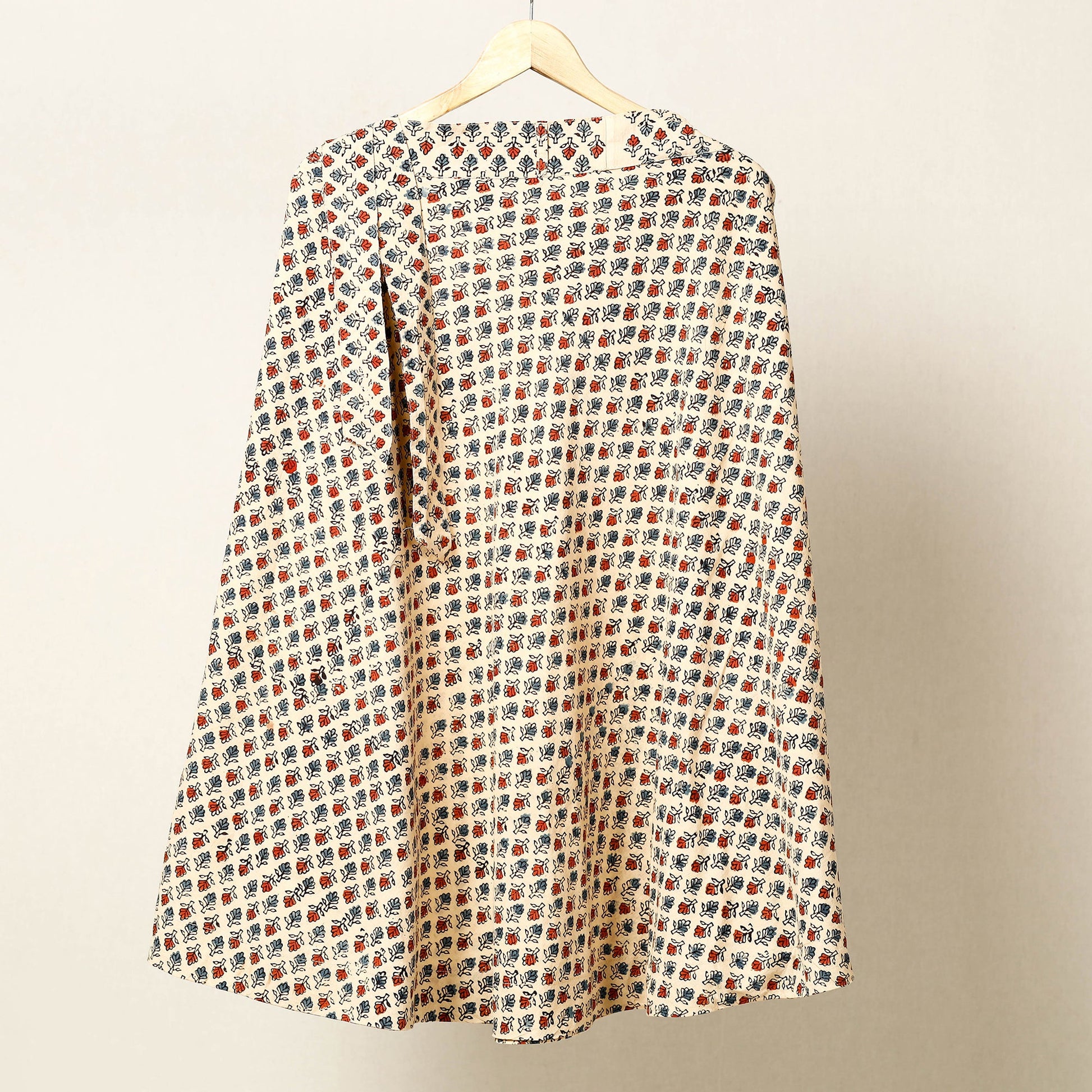 Beige - Block Print Cotton Wrap Around Ajrakh Skirt
