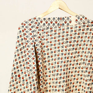 Beige - Block Print Cotton Wrap Around Ajrakh Skirt